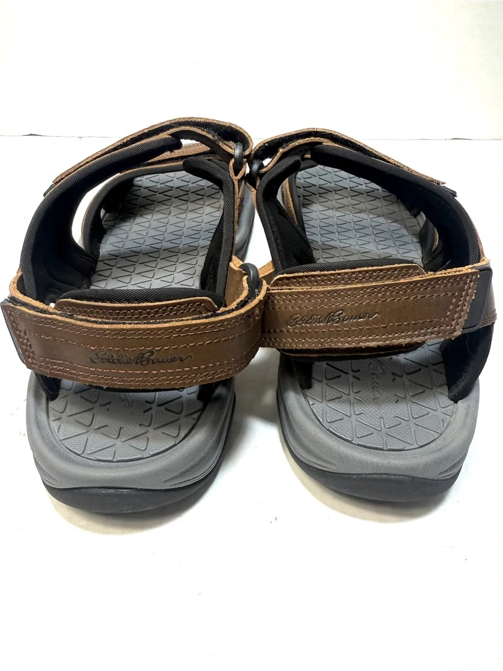 NEW Eddie Bauer Men’s Hank Sporty River Sandal Dual Straps Brown Leather Size 13